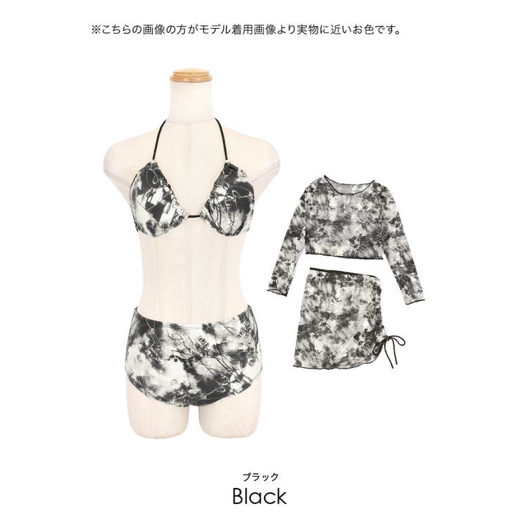 myMinette ニュアンス柄シアーシアートップス＆スカート付きビキニ4点セッ… | my minette | 詳細画像22 