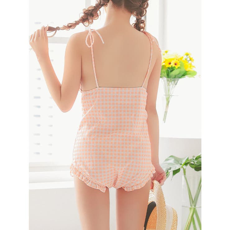 ギンガムチェックフリル×ポイントリボンワンピース水着 ガーリースイムウェア 体型… | my minette | 詳細画像11 