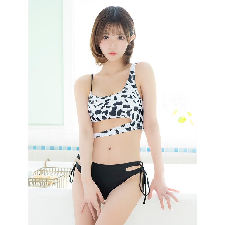 ダルメシアンレースアップカットアウトビキニ セクシースイムウェア カジュアル水着 | my minette | 詳細画像6 