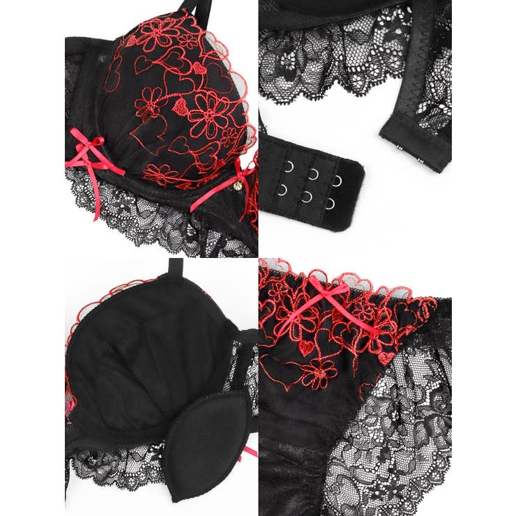 フェミニンハート刺繍ランジェリー ブラ＆ショーツセット 勝負下着 | Retica | 詳細画像7 