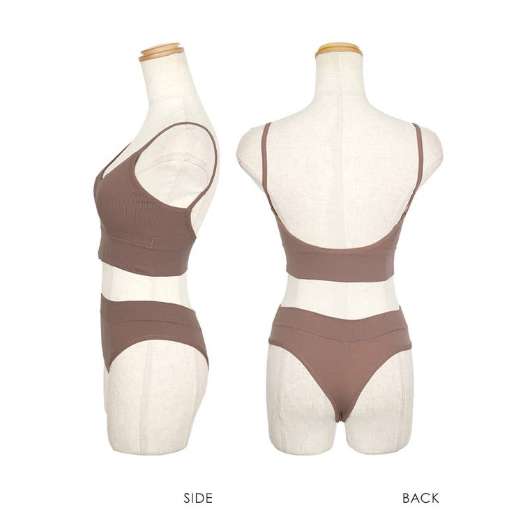 リブ編みノンワイヤーブラ＆ショーツセット 勝負下着 ブラトップ | Retica | 詳細画像6 