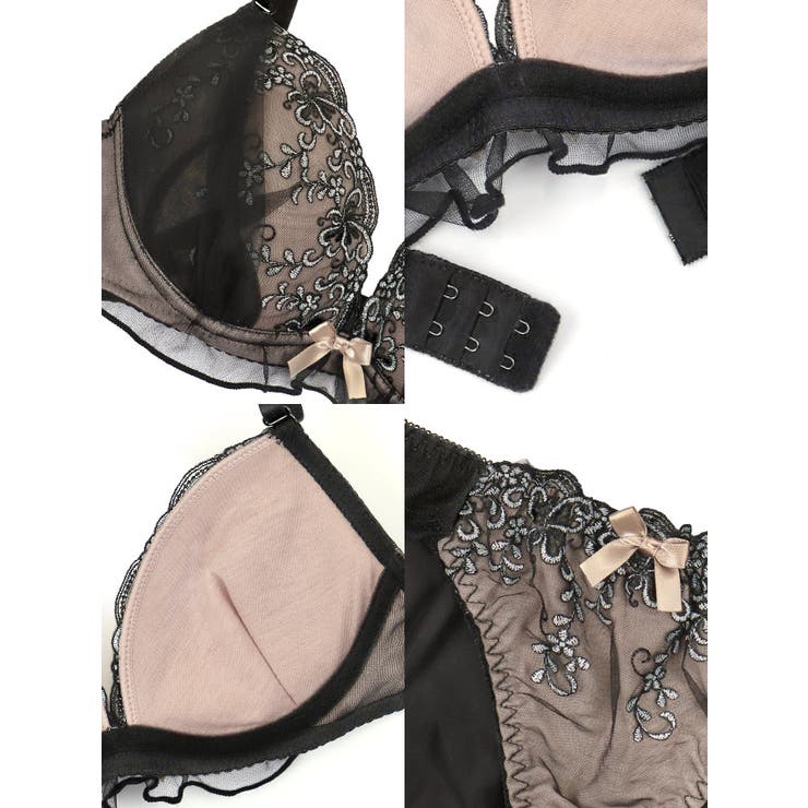 小花柄シアーフリル×ヌーディーブラ＆ショーツセット ガーリーランジェリー セクシー | Retica | 詳細画像7 