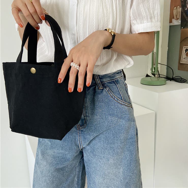 ブラック | ミニトートバッグ ハンドバッグ 帆布 | M.Y.A.