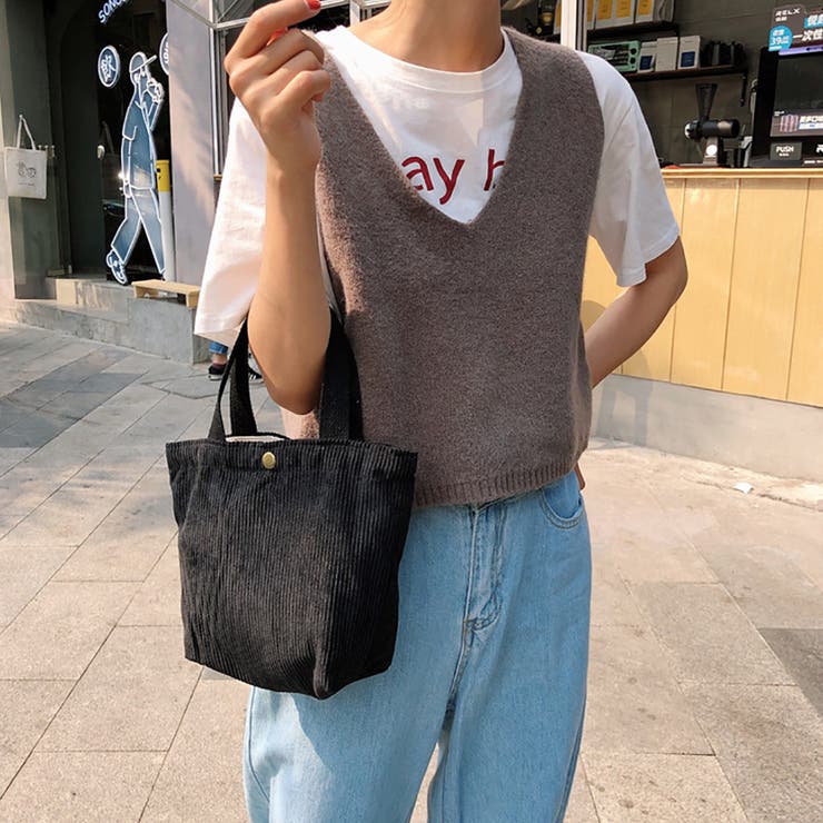 ブラック | ミニトートバッグ ハンドバッグ コーデユロイ | M.Y.A.