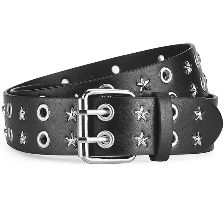 ダブルピン ダブルアイレット スタースタッズベルト[品番：MYAW0000196