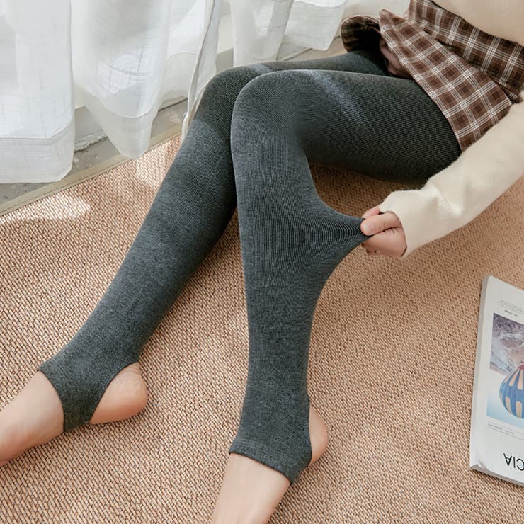 トレンカ/ダークグレー | リブ編み 裏起毛 レギンス タイツ トレンカ 厚手 レディース   | M.Y.A.