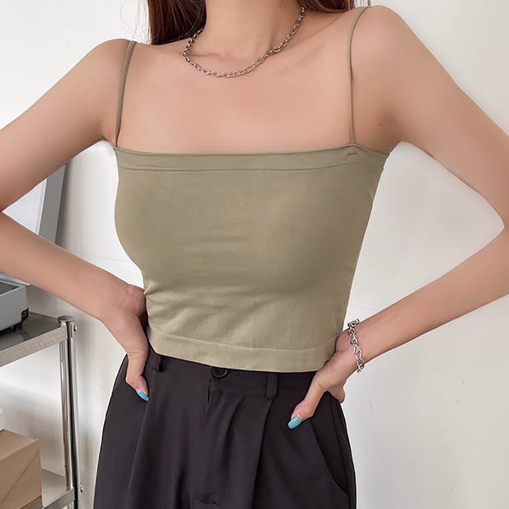 スモーキーグリーン | カップ付きキャミソール インナー ルームウェア フィットネス | M.Y.A.