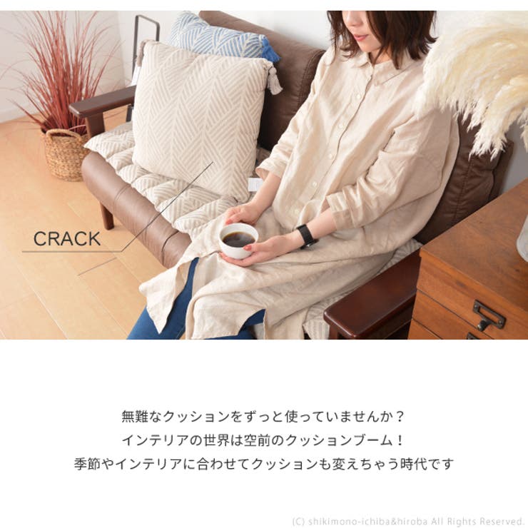 さらっとしたタッチ感が気持ち良いインド綿背当てクッション約45×45cm