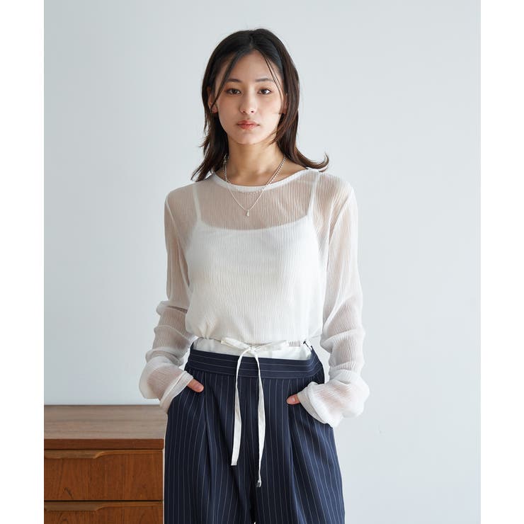 ホワイト | LAME GATHER TOP | My shawty