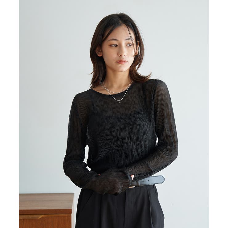 ブラック | LAME GATHER TOP | My shawty