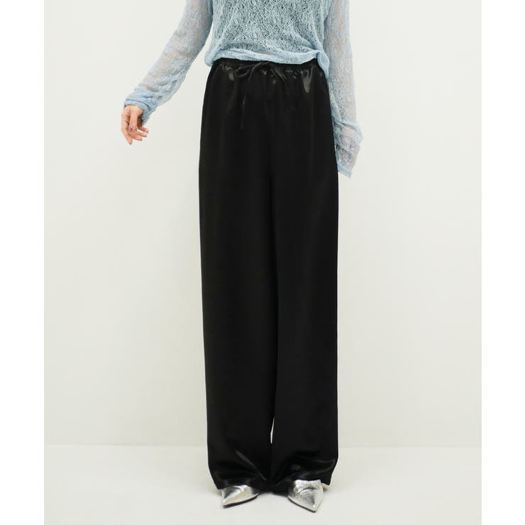 ブラック | SATIN EASY WIDE PANTS | My shawty