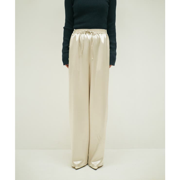 アイボリー | SATIN EASY WIDE PANTS | My shawty