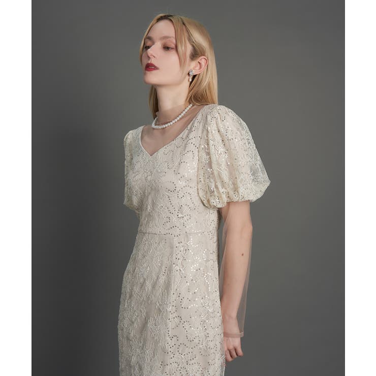ライトベージュ | KIRARI PUFF SLEEVE DRESS | My shawty