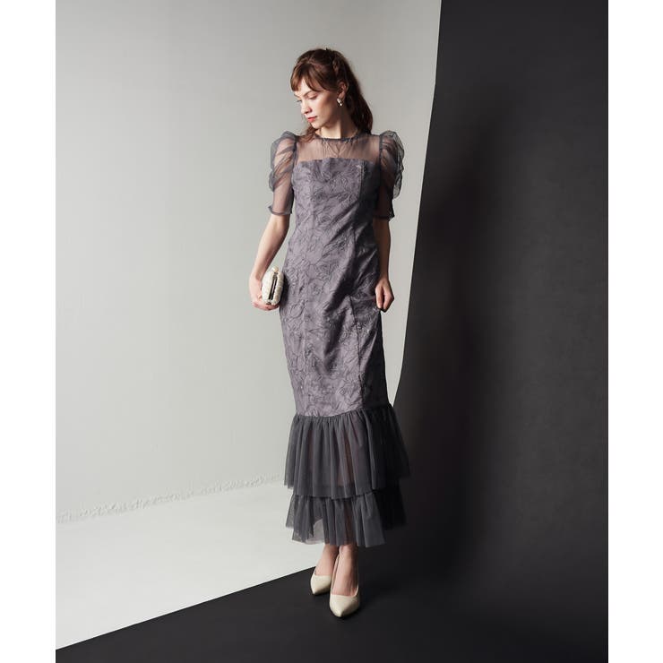 チャコールグレー | LILY LACE TIERD DRESS | My shawty