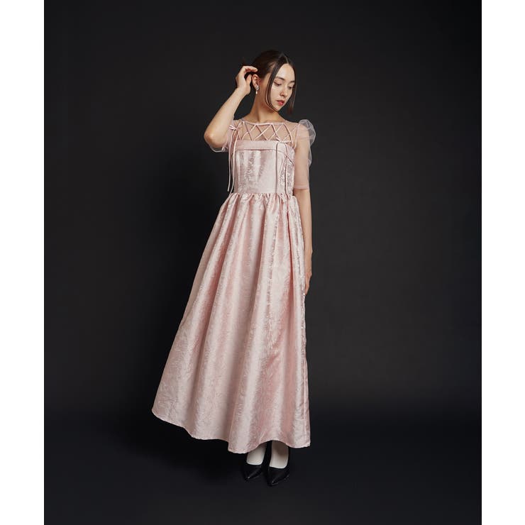 ピンク | RIBBON MOTIF JACQUARD DRESS | My shawty