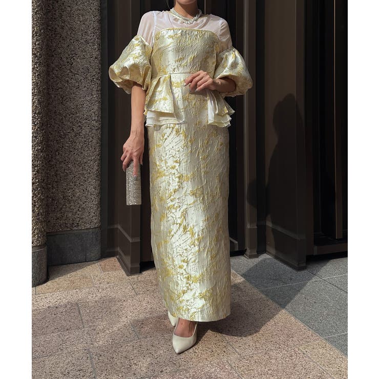 イエロー | JACQUARD OFF SHOLDER DRESS | My shawty