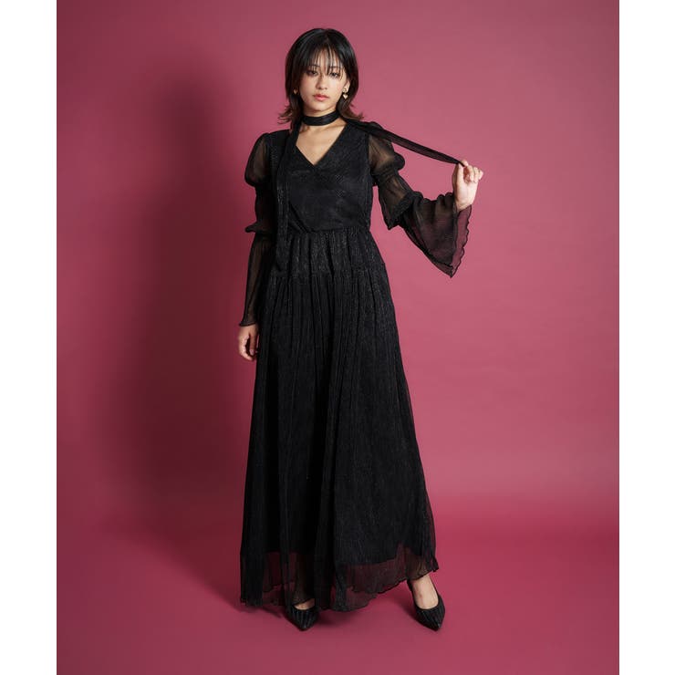 ブラック | LAME PLEATS DRESS | My shawty