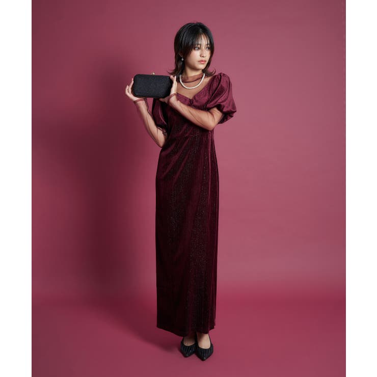 レッド | LAME VELVET DRESS | My shawty