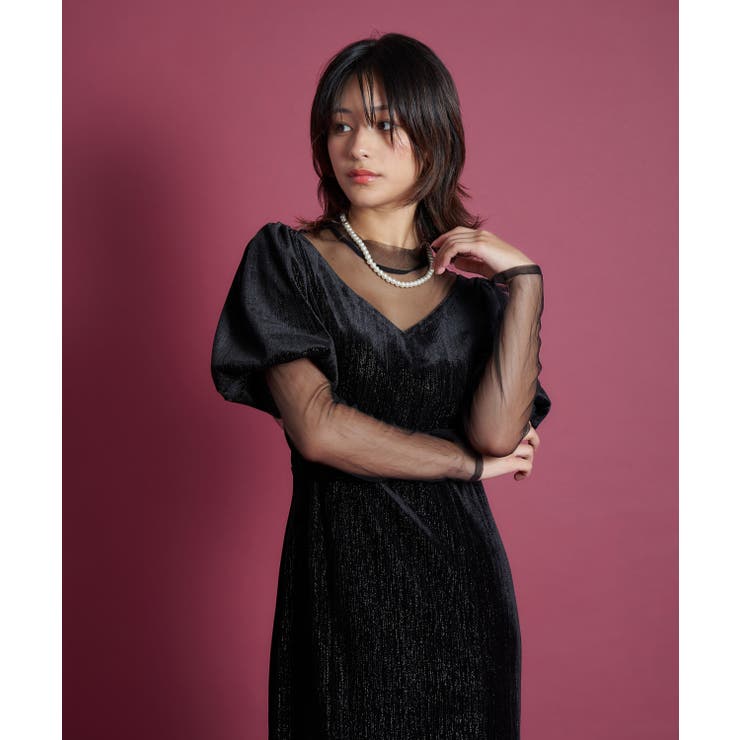 ブラック | LAME VELVET DRESS | My shawty