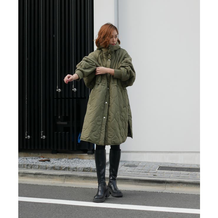 カーキ | QUILT HOODIE COAT | My shawty