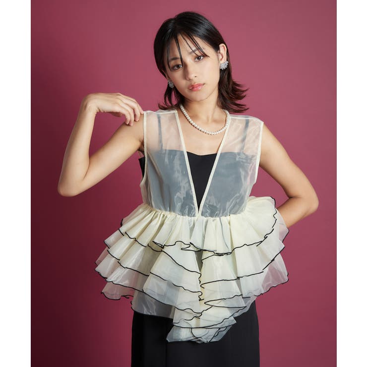 アイボリー | SHEER VOLUME TOP DRESS | My shawty
