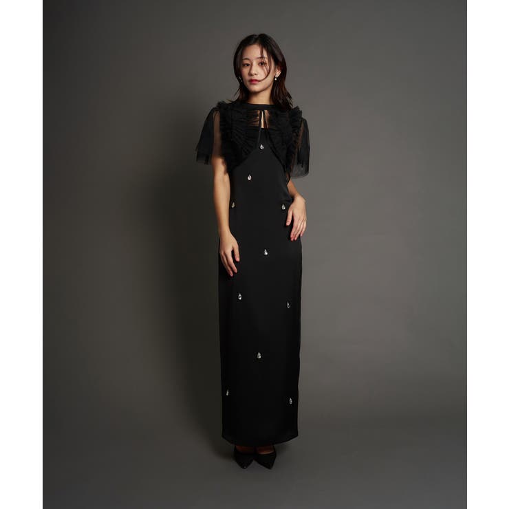 ブラック | SATIN BIJOU SET DRESS | My shawty