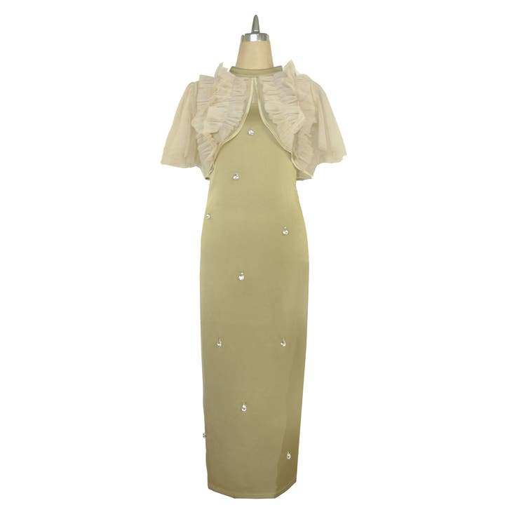 イエロー | SATIN BIJOU SET DRESS | My shawty