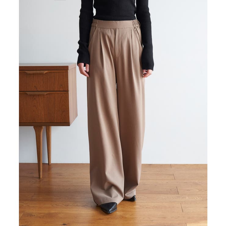 ダークベージュ | TUCK WIDE STRAIGHT PANTS | My shawty