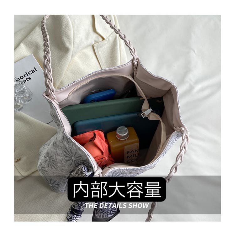 NAIDY 大容量たっぷり入るカジュアルトレンド花柄スカーフ付き
