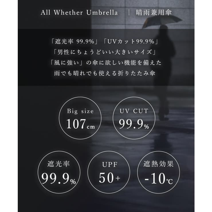 折りたたみ傘 メンズ 晴雨兼用 | AWC | 詳細画像2 
