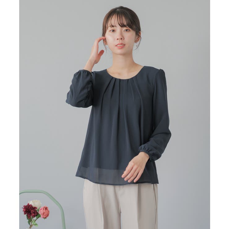 ネイビー | ブラウス 長袖 裏起毛 | Festinalente