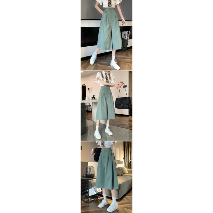 ガウチョパンツ 夏 パンツ 7分丈 ワイドパンツ レディース ボトムス 薄手 きれいめ パンツ レディース