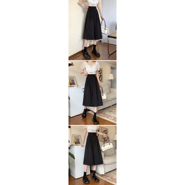 ガウチョパンツ 夏 パンツ 7分丈 ワイドパンツ レディース ボトムス 薄手 きれいめ パンツ レディース
