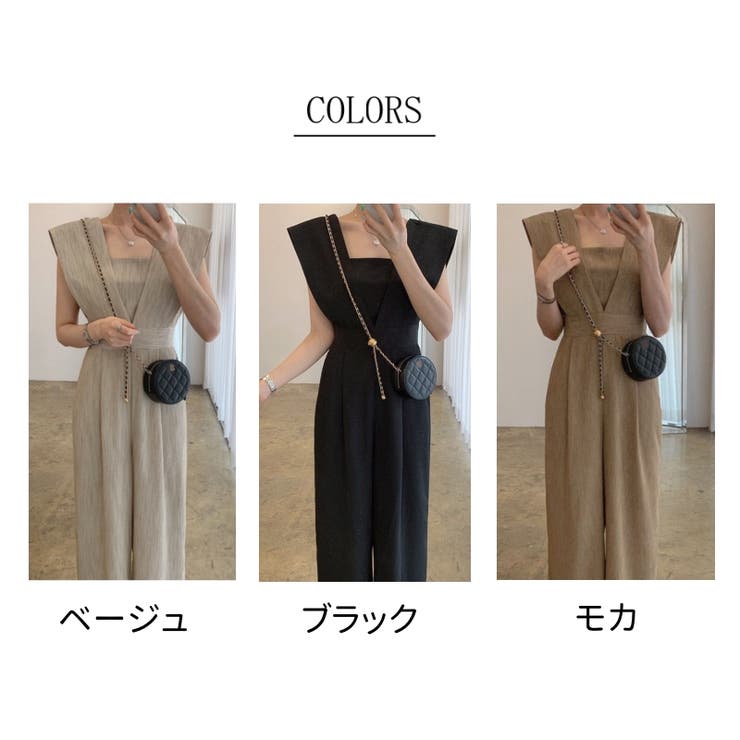 オールインワン レディース ワイドパンツ シフォン ノースリーブ 体型カバー サロペット 着痩せ 夏 ゆったり ワイドパンツ