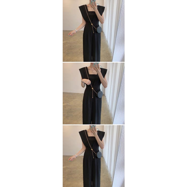 オールインワン レディース ワイドパンツ シフォン ノースリーブ 体型カバー サロペット 着痩せ 夏 ゆったり ワイドパンツ