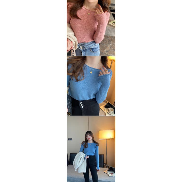 ニット トップス インナー レディース 長袖 ラウンドネック 長袖tシャツ カットソー インナーシャツ アンダーウェア 防寒 
