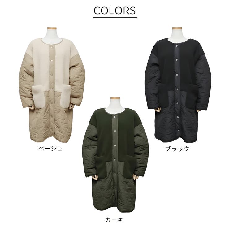 レディース アウター キルティング ボア 切り替え 異素材 中綿ジャケット ゆったり コート 中綿 ジャケット
