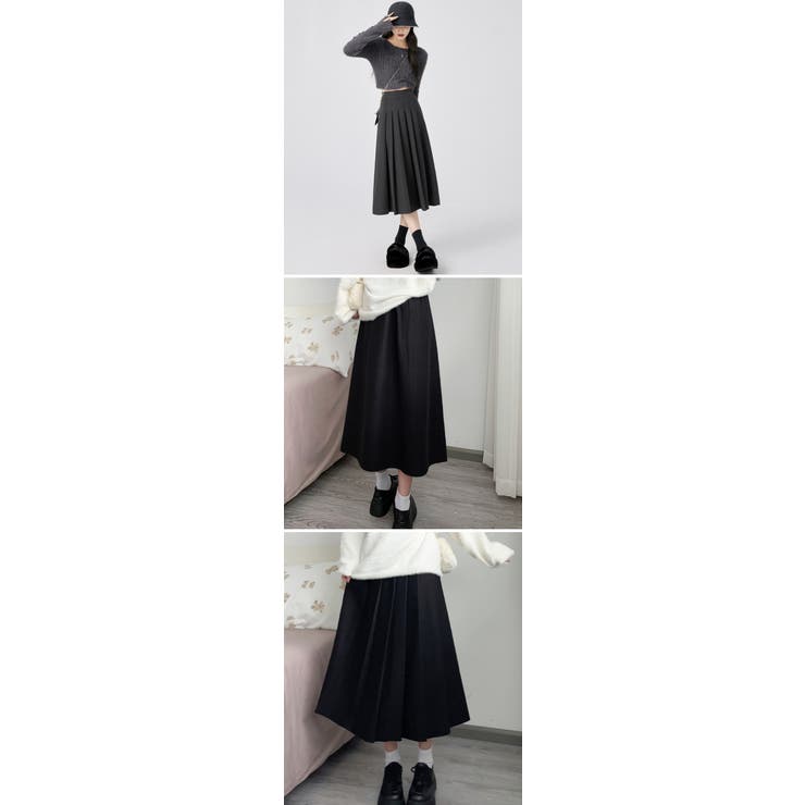 プリーツスカート ウール 秋冬 プリーツスカート ロング丈 ミモレ丈 レイヤードスカート オシャレ