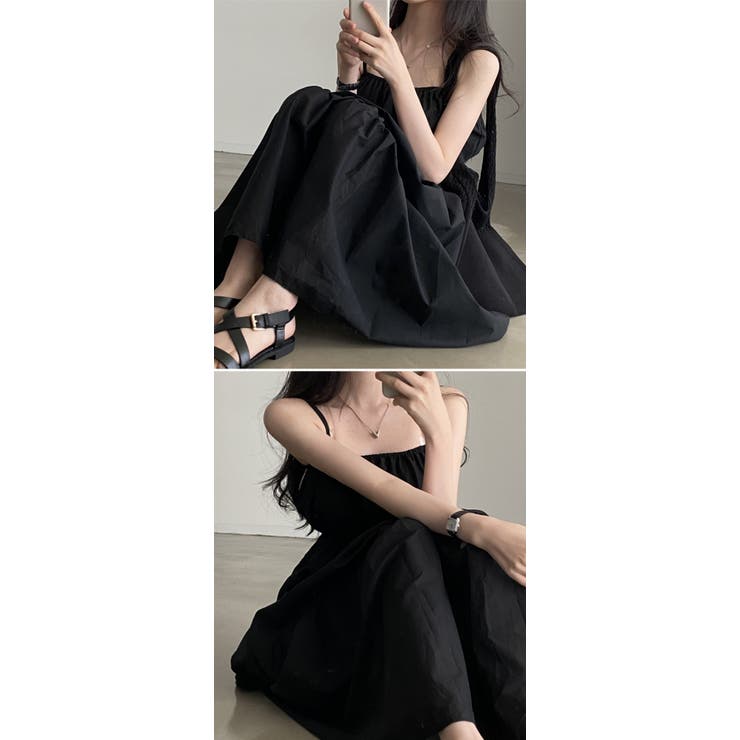 ノースリーブ キャミソールワンピース 夏 レディース 重ね着 ゆったり ロング丈 Aライン ワンピース 夏 ミモレ丈 キャミソール