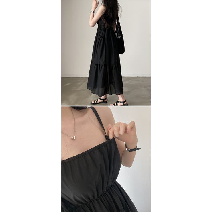 ノースリーブ キャミソールワンピース 夏 レディース 重ね着 ゆったり ロング丈 Aライン ワンピース 夏 ミモレ丈 キャミソール