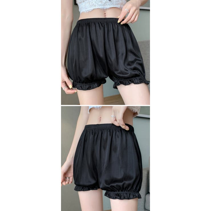 かぼちゃパンツ 見せパンツ レディース 2タイプ インナーパンツ フリル 透け防止 ペチコート ショートパンツ