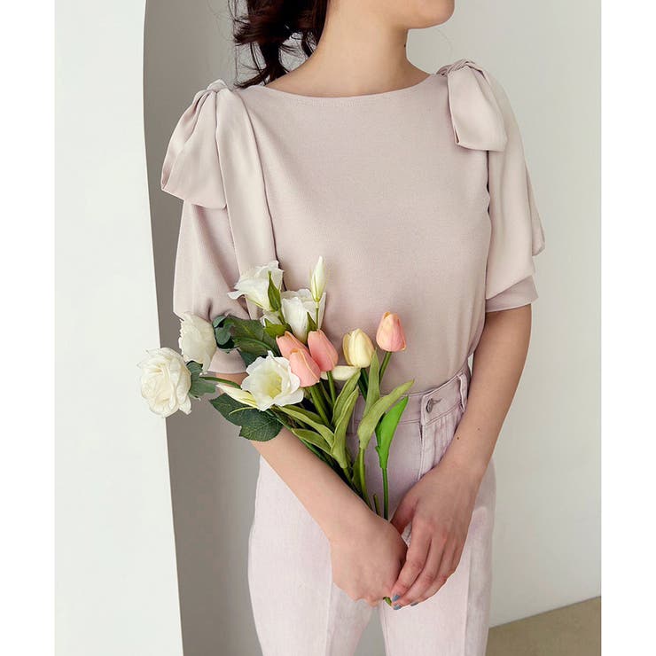 one after another】肩リボン半袖Tops[品番：NCLW0010316]｜NICE