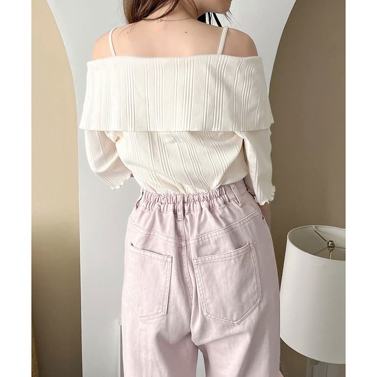 one after another】セーラーカラーオフショルテレコTops[品番