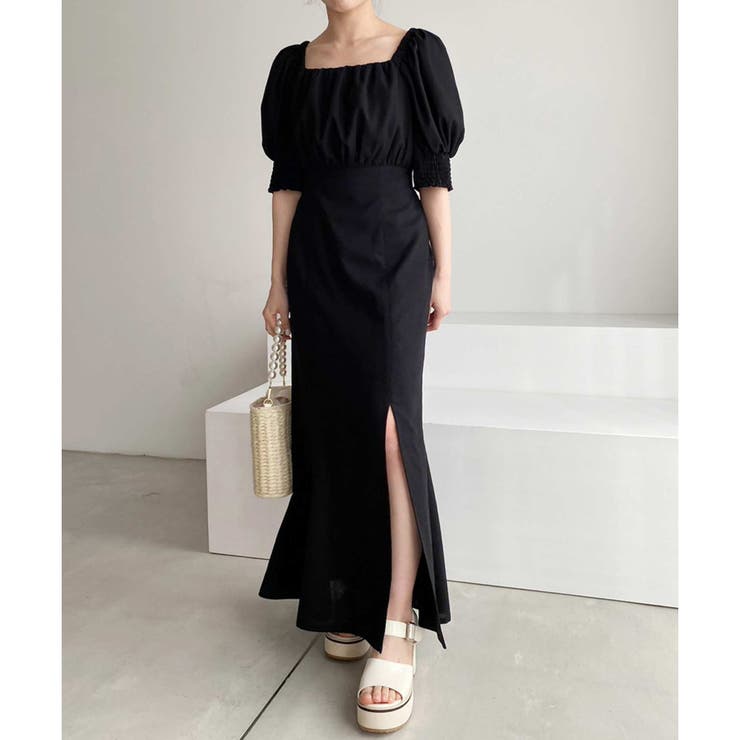 one after another】 バックリボンスリットワンピース[品番