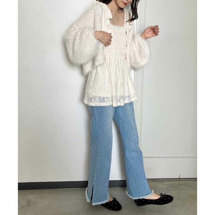 nice claup マシュマロ女子肩リボンニットビスチェ 、カーディガン one after another NICE CLAUP カーディガン マシュマロ女子