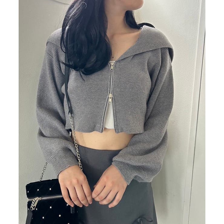 SALON ジップアップセーラーカラーニット sakishimatokyo ニット セーター セーラーカラー ジップアップ