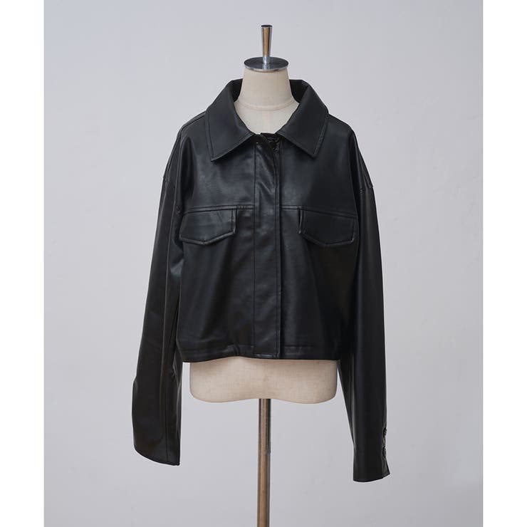 セットアップで着られる フェイクレザージャケット[品番：NCLW0011646
