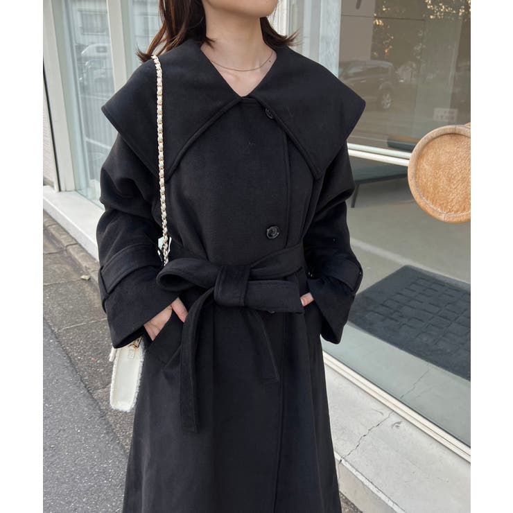 全信頼を寄せる one after another】【M.Lサイズ展開】大きな衿ロングコート ジャケット・アウター