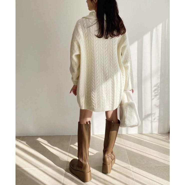 one after another】ケーブルジップニットワンピ[品番：NCLW0014768