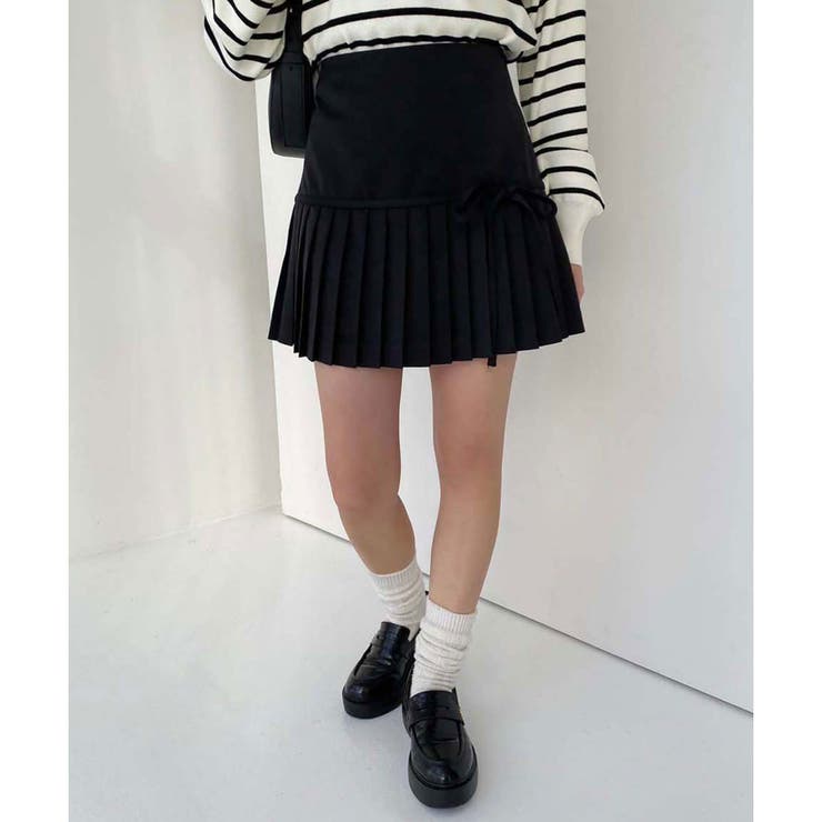 one after another】リボン付きプリーツスカート[品番：NCLW0013076